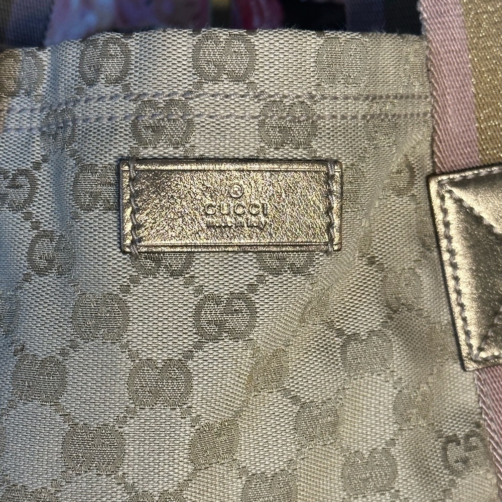 Gucci Beige GG Canvas Web Large Tote Bag - GUC - Picture 7 of 10